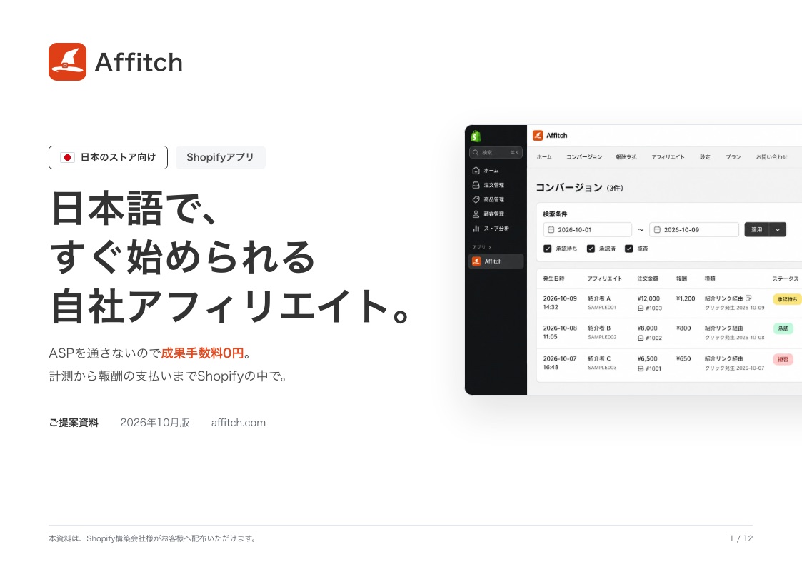 Affitch ご提案資料の表紙